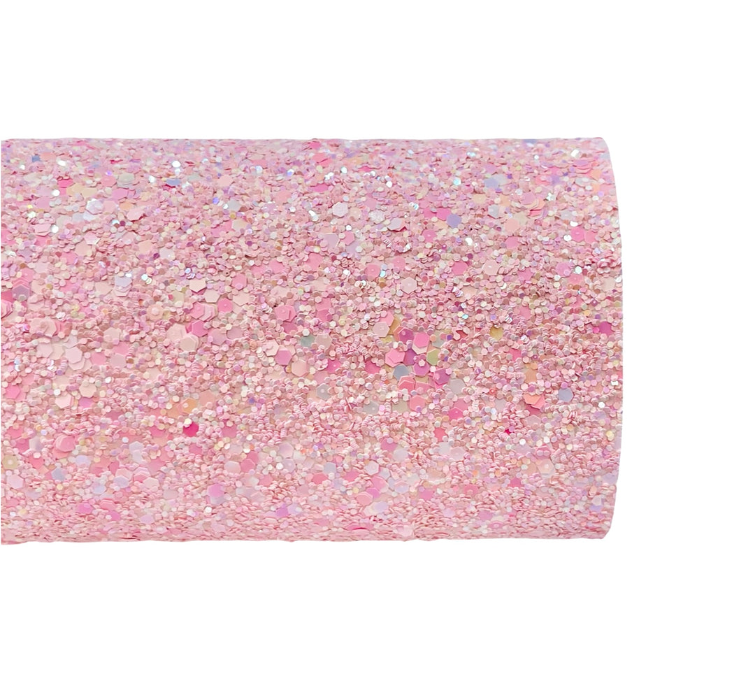 Princess Pink Chunky Glitter Leather | Available in Rolls | Pink Glitter Leather