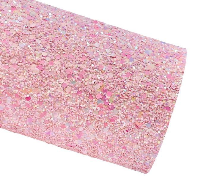 Princess Pink Chunky Glitter Leather | Available in Rolls | Pink Glitter Leather
