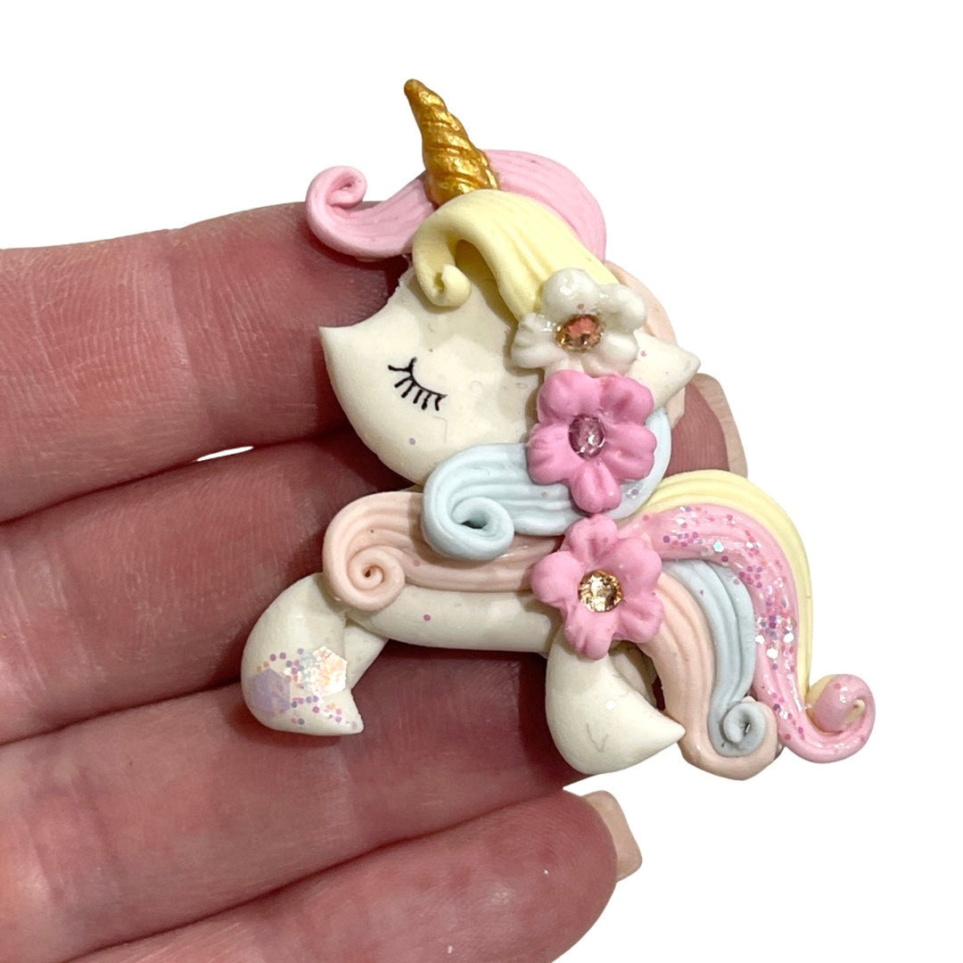 Peach Rainbow Unicorn Bow Clay