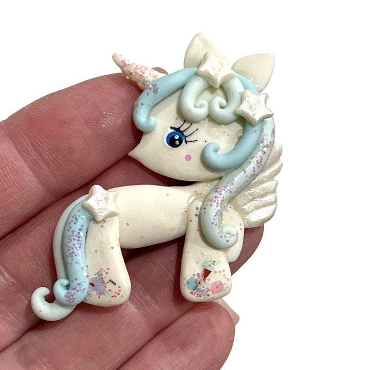 Baby Blue Unicorn Bow Clay