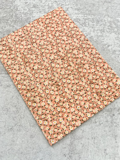 Peach White Daisies Cork Leather Sheet for Earrings - 2023 Earring Material - Printed Genuine Leather