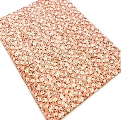 Peach White Daisies Cork Leather Sheet for Earrings - 2023 Earring Material - Printed Genuine Leather