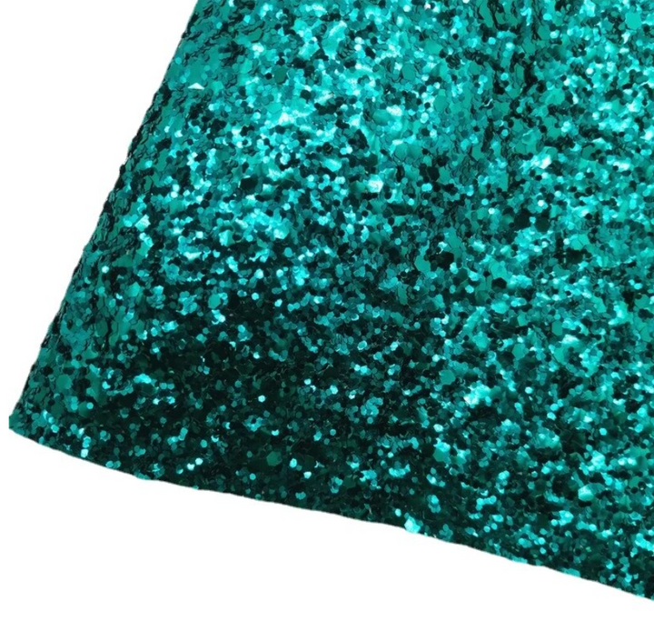 Emerald Green 100% Wool Felt and Chunky Glitter Leather Duo