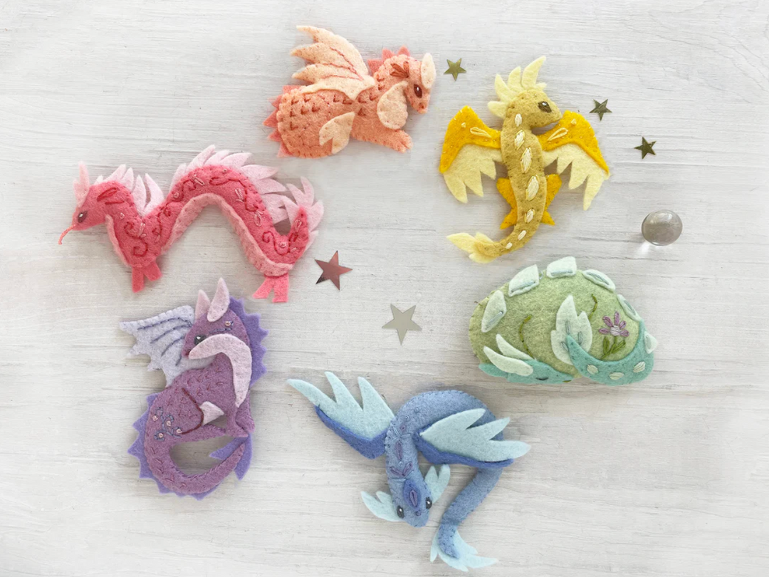 All 6 Baby Dragons Felt Animal Sewing Patterns Dragon Rainbow