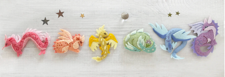 All 6 Baby Dragons Felt Animal Sewing Patterns Dragon Rainbow