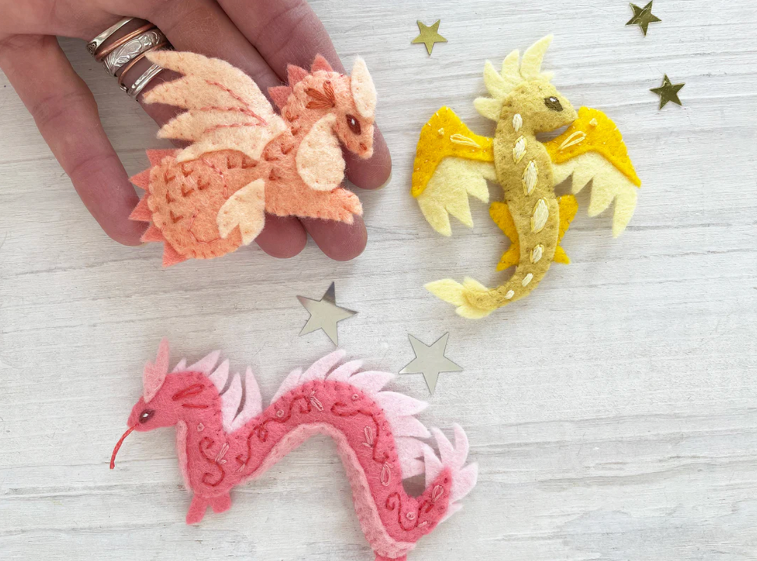 All 6 Baby Dragons Felt Animal Sewing Patterns Dragon Rainbow