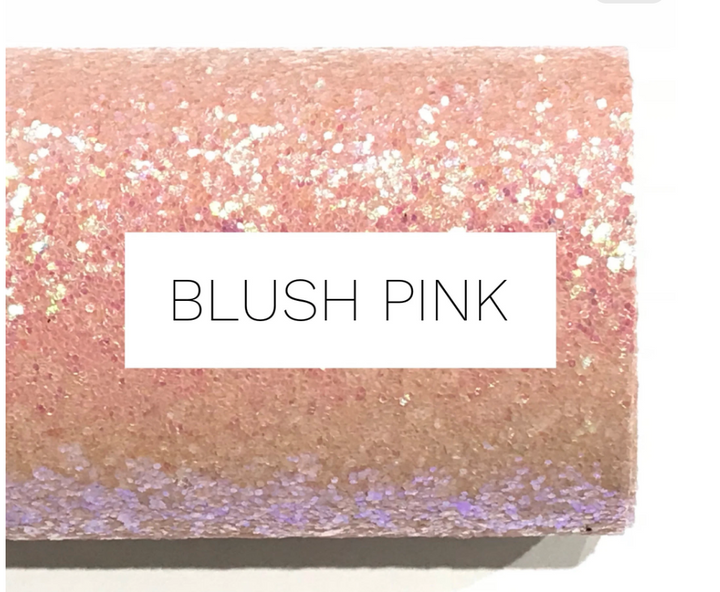 Blush Pink Chunky Glitter Fabric Sheet 0.7mm Thick | Smooth White Rear | Great for Backing | Shoes