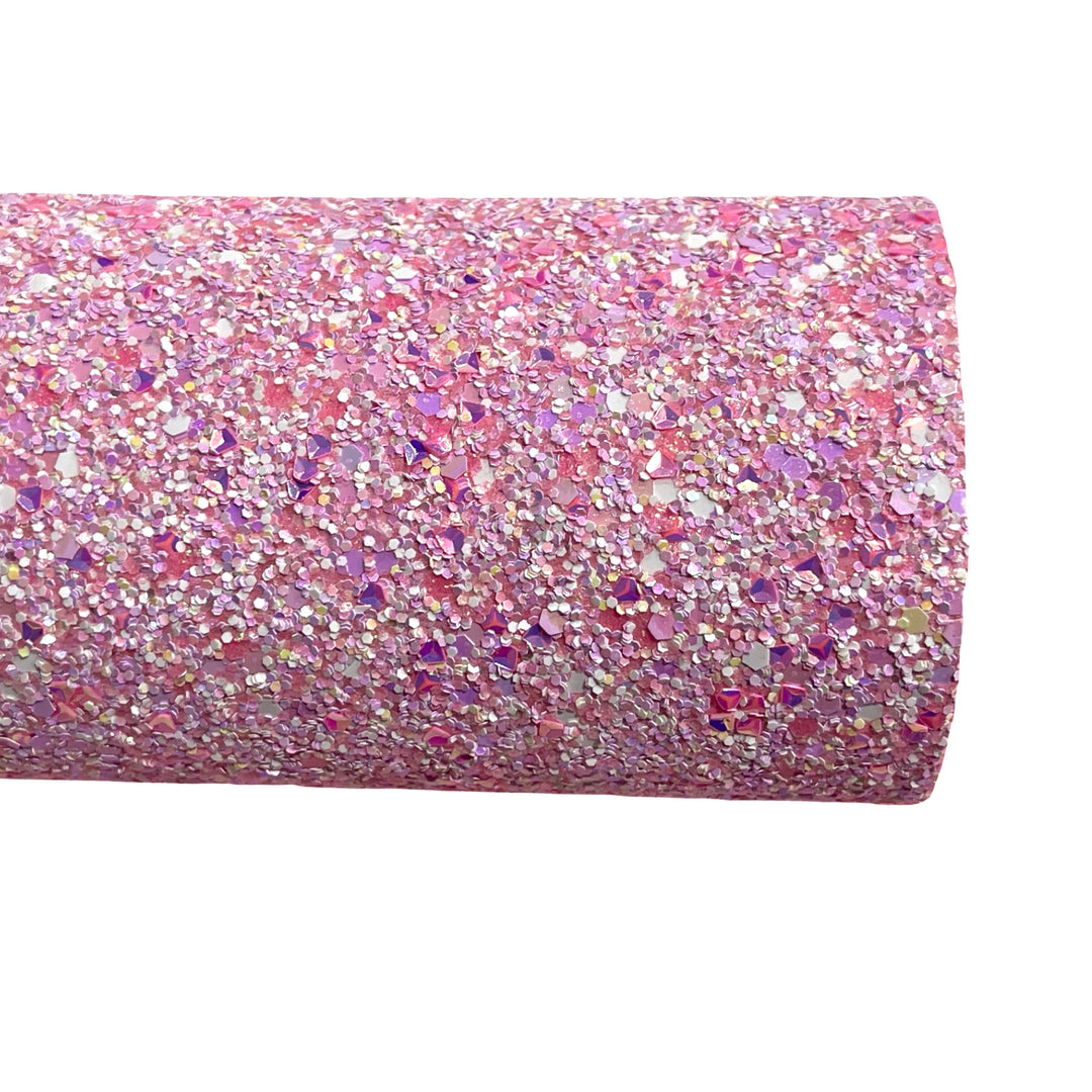 Lilac Puff Premium Chunky Glitter Leather with Pink Felt Rear!