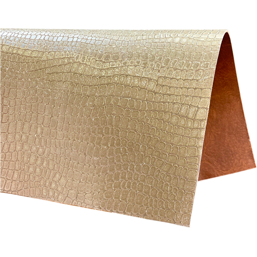 Gold Crocodile Embossed Faux Leatherette - For Earring and Purse Makers