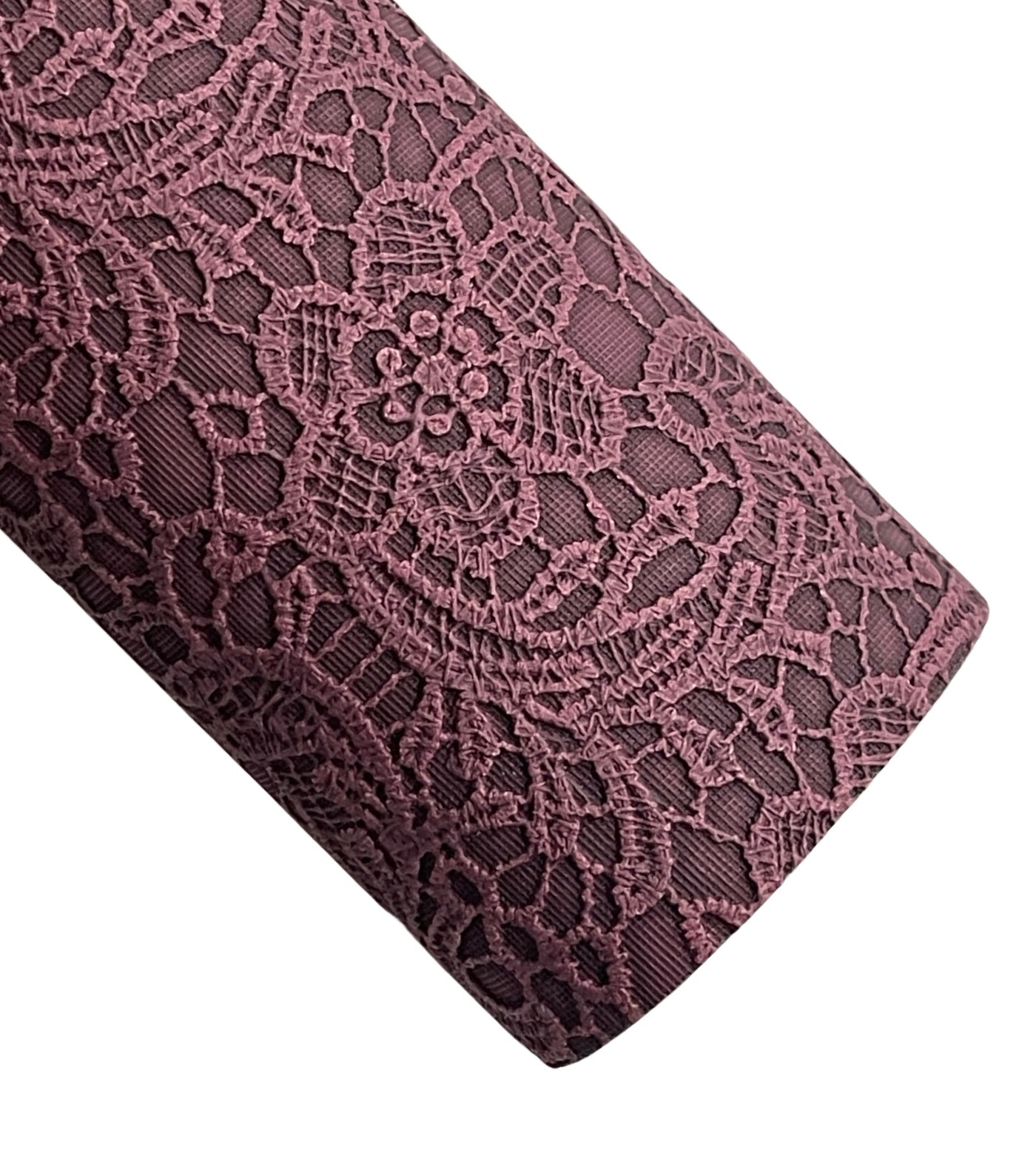 Plum Floral Lace Embossed Faux Leatherette