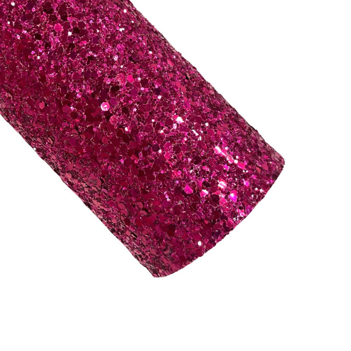 Cuir épais à paillettes magenta chaud