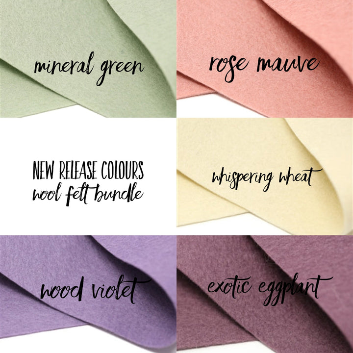 New Release Colours Wool Felt Bundle - 5 Brand New Colours!