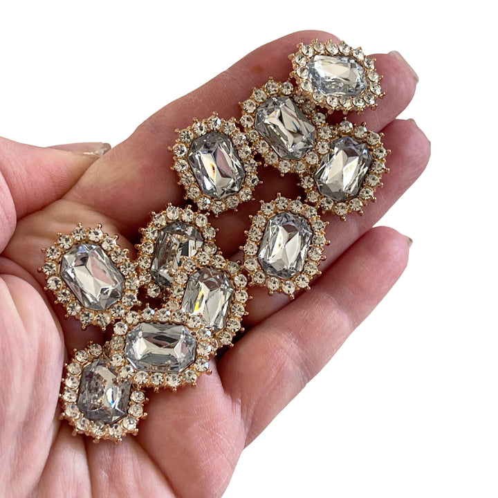 Emerald Cut Rhinestone Embellishments in a Gold Claw Setting  - 8 Colours to choose from