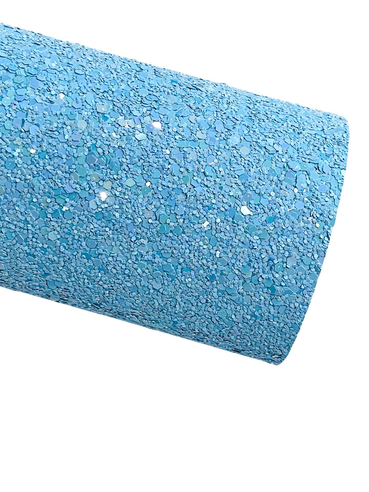 Princess Blue Chunky Glitter Leather | Available in rolls | Blue Glitter Leather