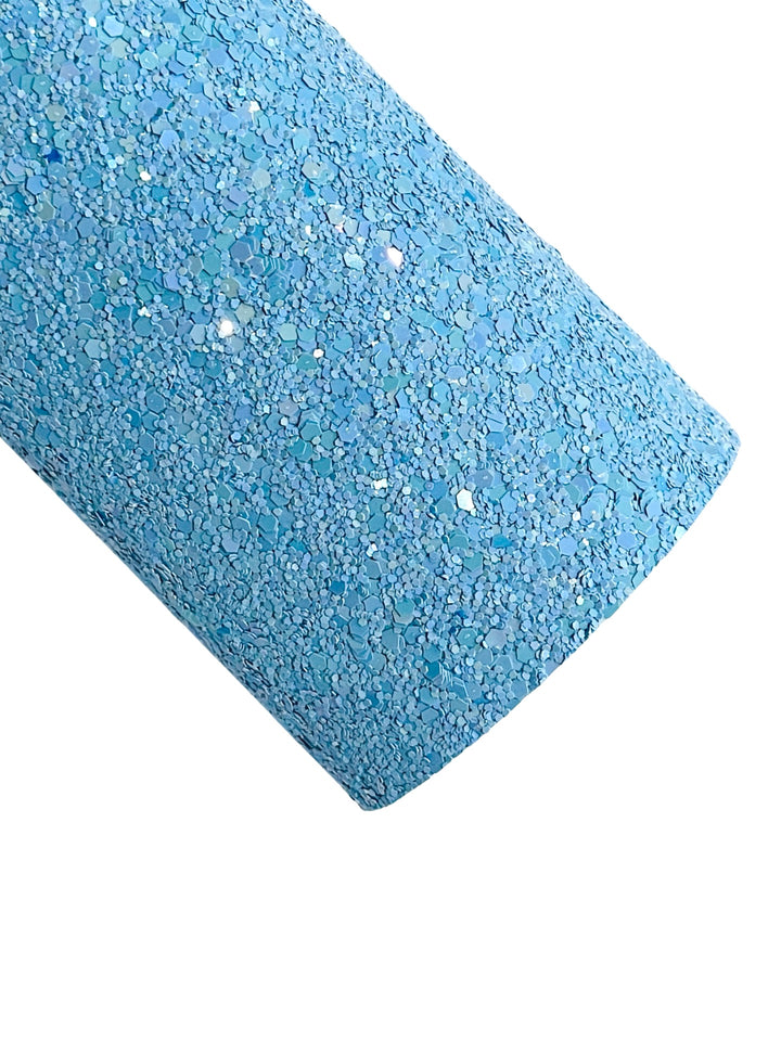 Princess Blue Chunky Glitter Leather | Available in rolls | Blue Glitter Leather