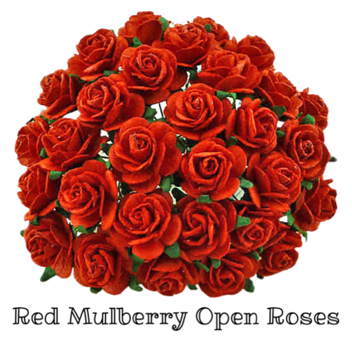 2 cm - 10 pièces / 50 pièces - Fleurs en papier de mûrier - Roses à pétales arrondis de 2 cm - Rouge 
