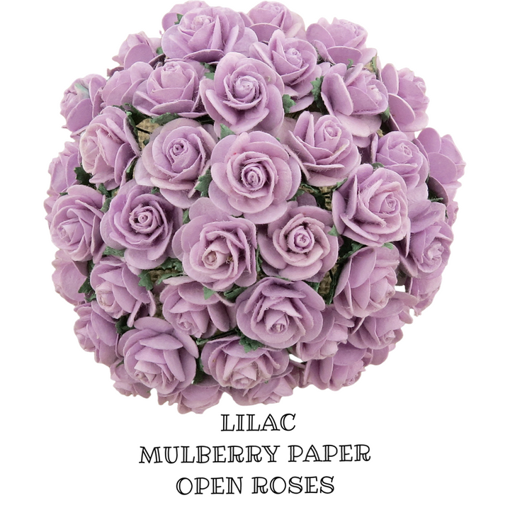 Roses en papier de mûrier lilas - 10 mm, 15 mm, 20 mm