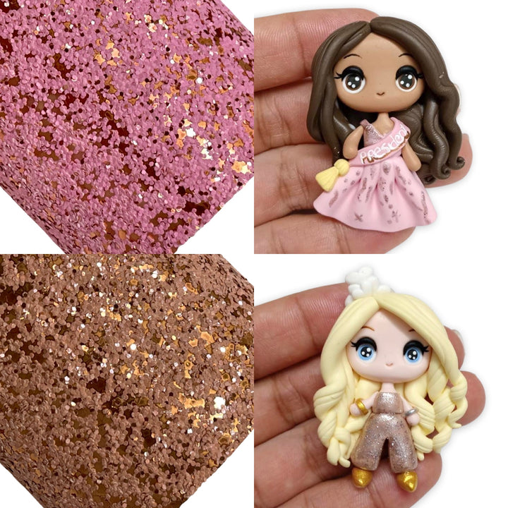 Latte / Rose Pink Matte Rose Gold Sparkle Chunky Glitter