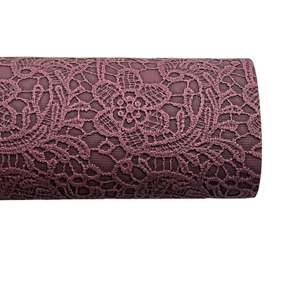 Plum Floral Lace Embossed Faux Leatherette