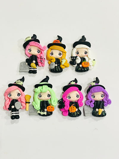 Pink Witch Bow Clay - Glow in the Dark - Halloween Witch Bow Clay Embellishment