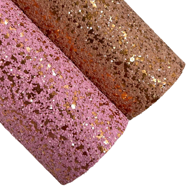 Latte / Rose Pink Matte Rose Gold Sparkle Chunky Glitter