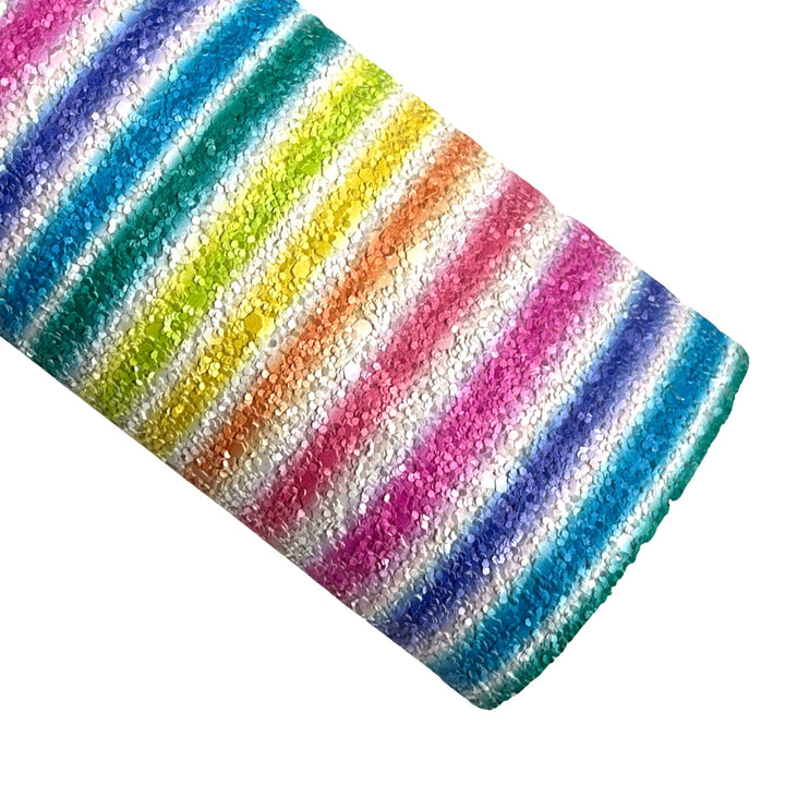 Bright Rainbow Stripes Chunky Glitter