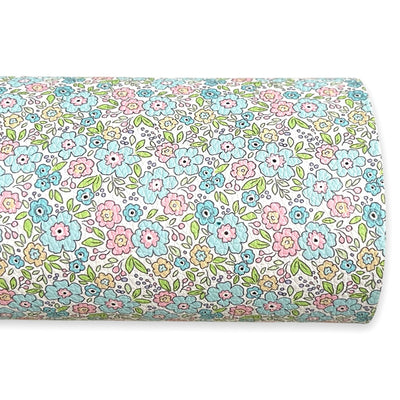 Aqua Blue and Pink Floral Glitter Leatherette Bundle