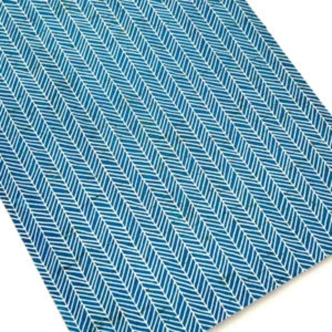 Blue Herringbone Chevron Print Cork Leather Sheet for Earrings - 2023 Earring Material - Printed Genuine Leather
