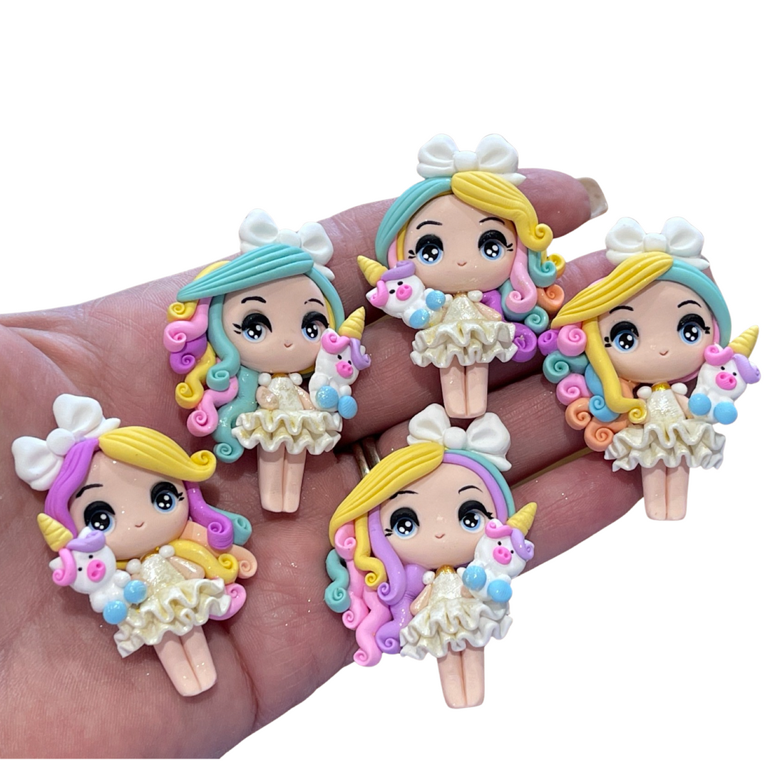 Rainbow Unicorn Girls Bow Clays by the Gorgeous Maker - Choice of 5 styles