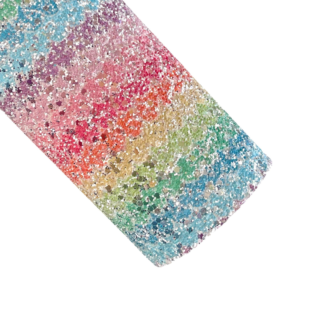Luxe Rainbow Stripes Pearl Bead  Chunky Glitter