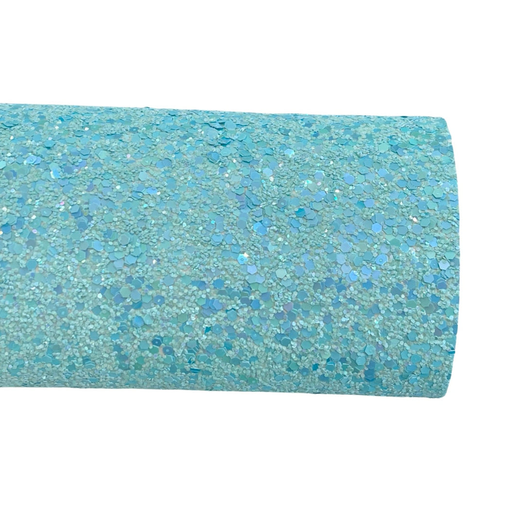 Beach Party Chunky Glitter Leather | Available in rolls | Blue Glitter Leather