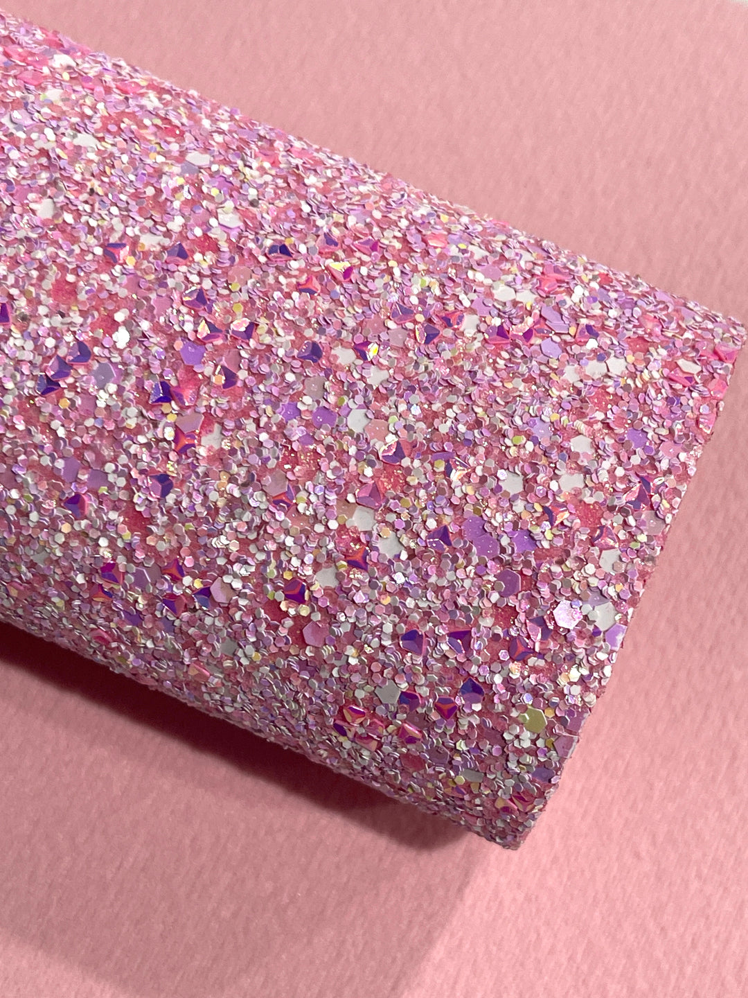 Lilac Puff Premium Chunky Glitter Leather with Pink Felt Rear!