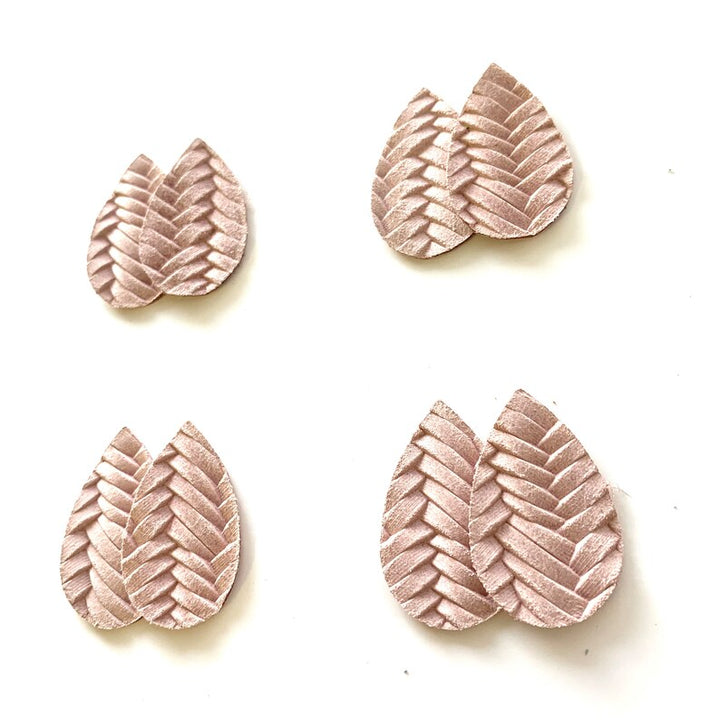Pre Order Rose Pink Fishtail Weave Braided Genuine Leather Sheet for Earrings