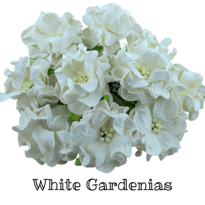 White Gardenia's Mulberry Paper Flowers  - 5 PCs