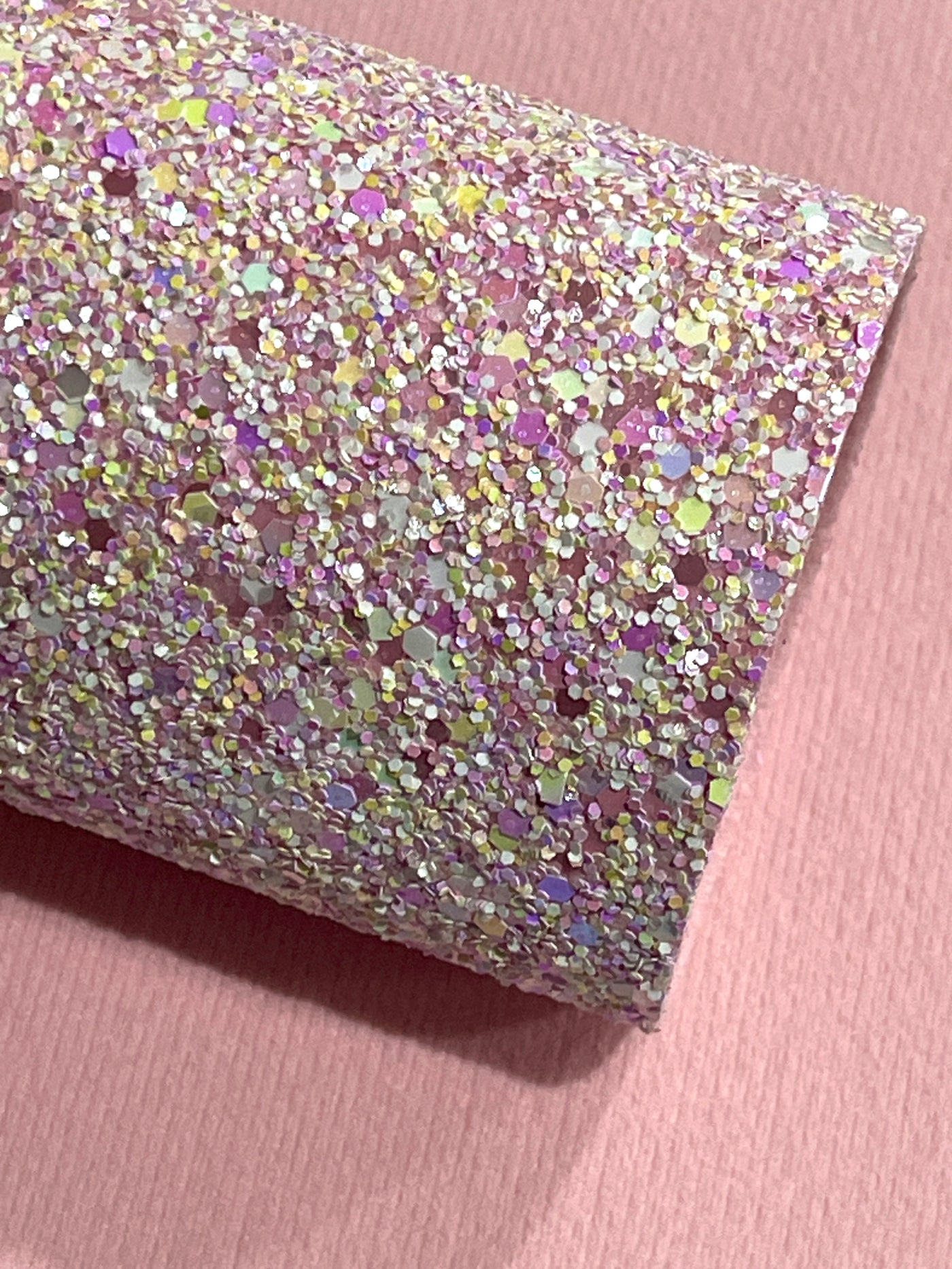 Marshmallow Puff Premium Chunky Glitter Leather - with pink felt rear