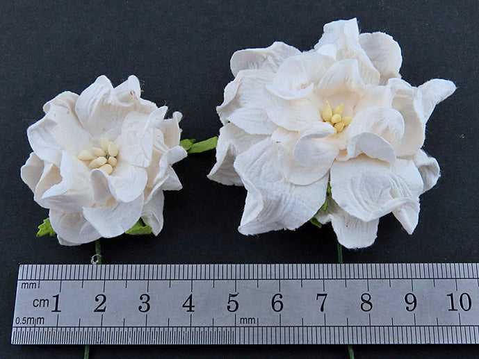 Ivory Mini Gardenia's Mulberry Paper Flowers  - 5 PCs