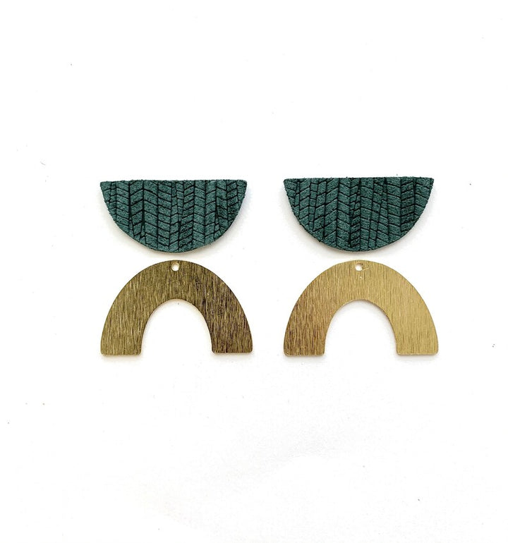 Blue Green Range - Palm Leaf Embossed Genuine Leather Sheet for Earrings