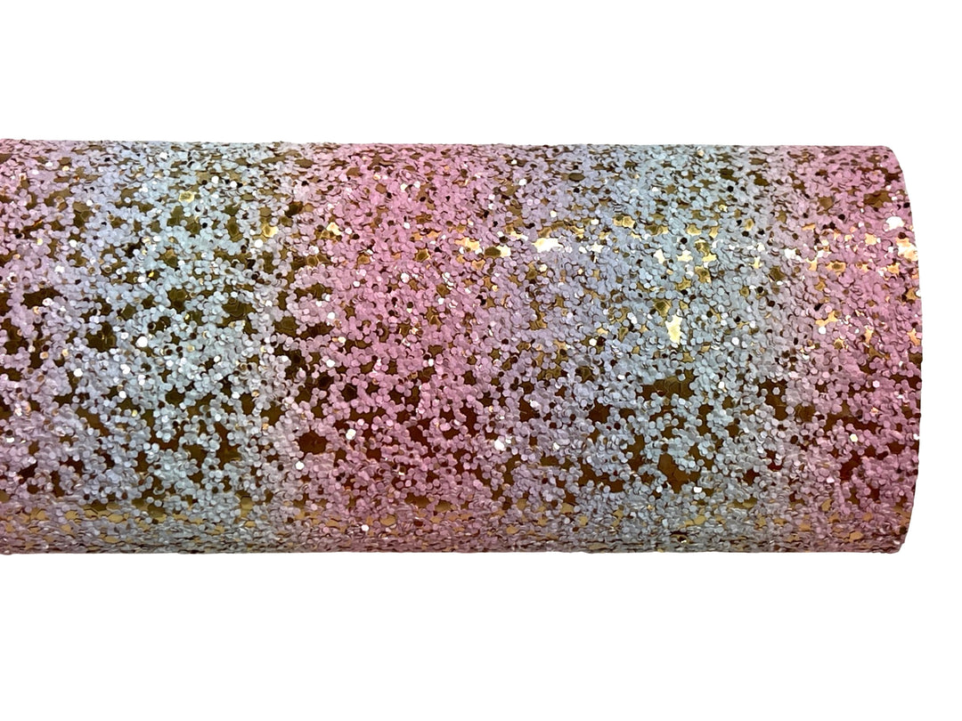 Preorder Rainbow Matte Rose Gold Sparkle Chunky Glitter Leather