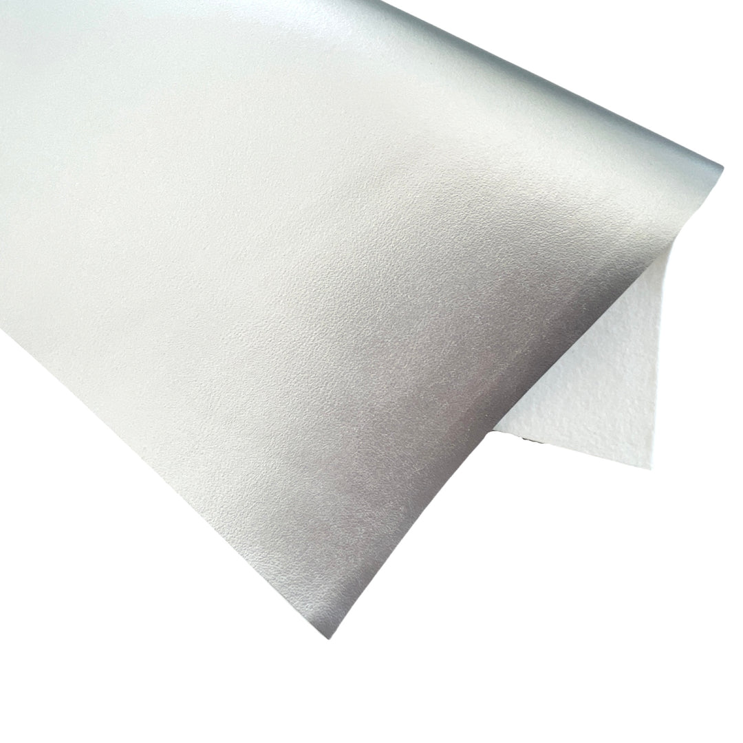 Smooth Silver Faux Leather 1.2mm fabric A4