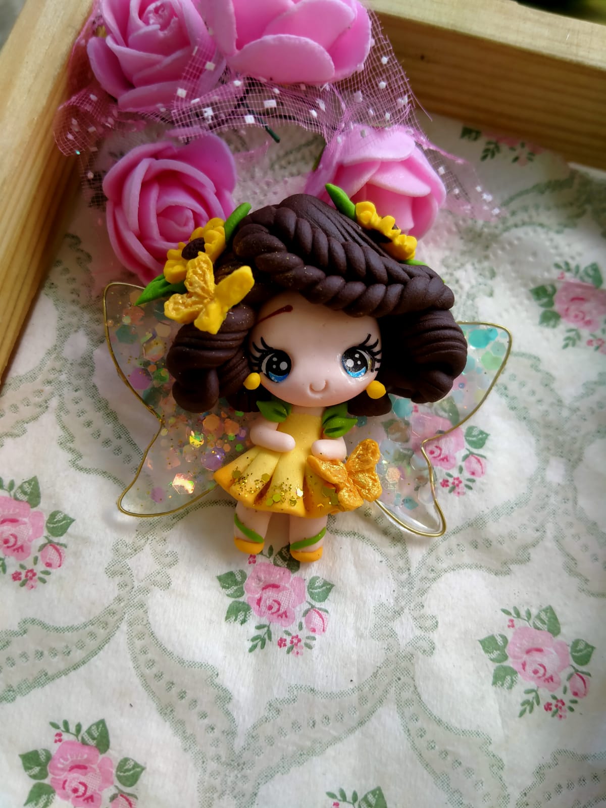 NEW Yellow Flower Fairy Bow Clay ~ NEW Maker ~
