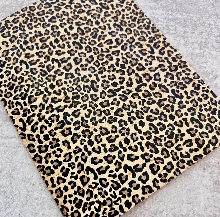 Leopard Print Genuine Leather Backed Cork Sheet for Earrings - Printed Genuine Leather