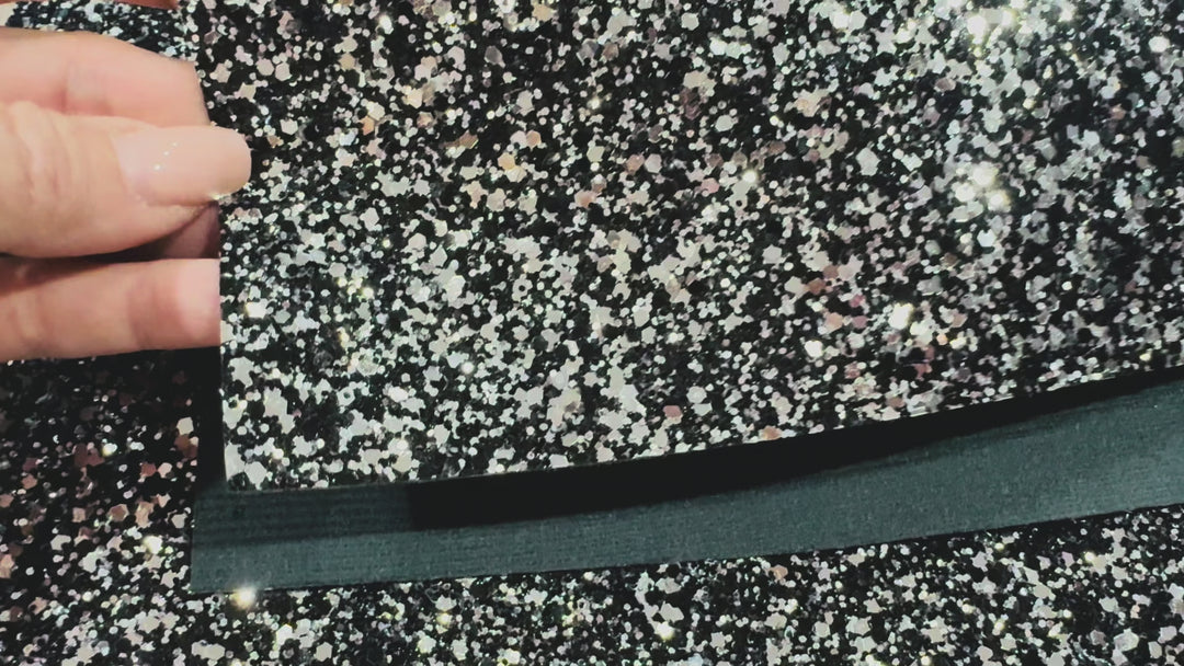 Black & Silver Chunky Glitter Leatherette