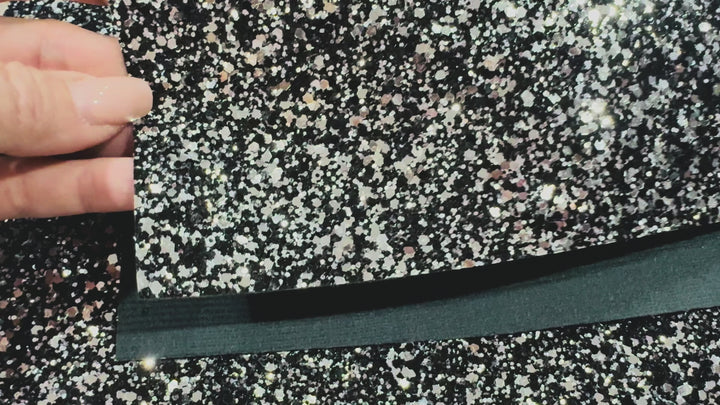 Black & Silver Chunky Glitter Leatherette