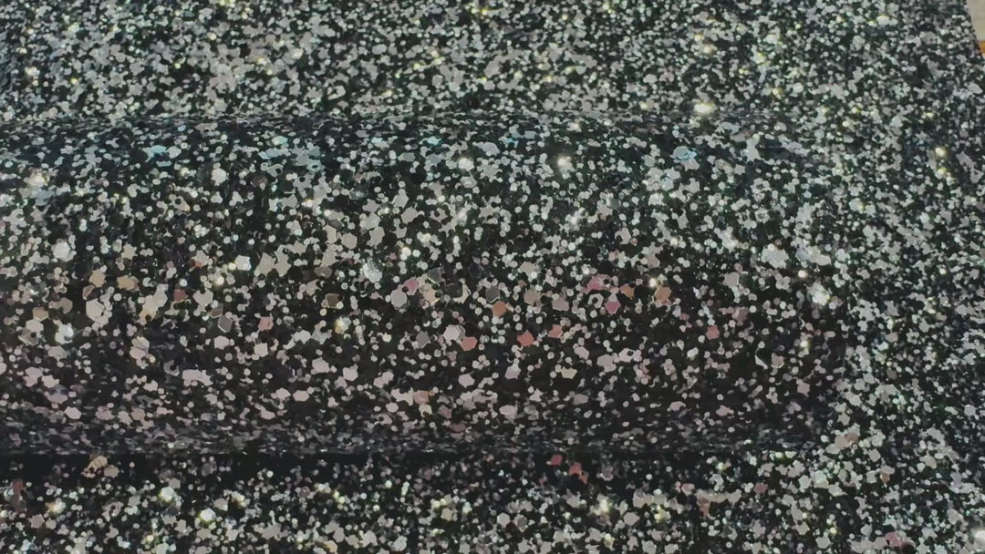 Black & Silver Chunky Glitter Leatherette