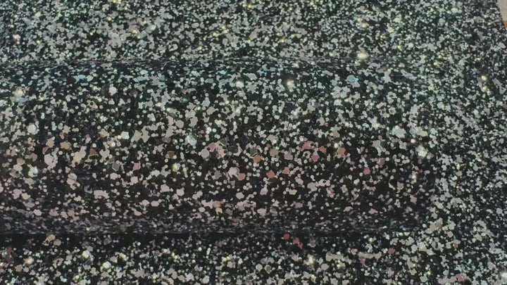 Black & Silver Chunky Glitter Leatherette