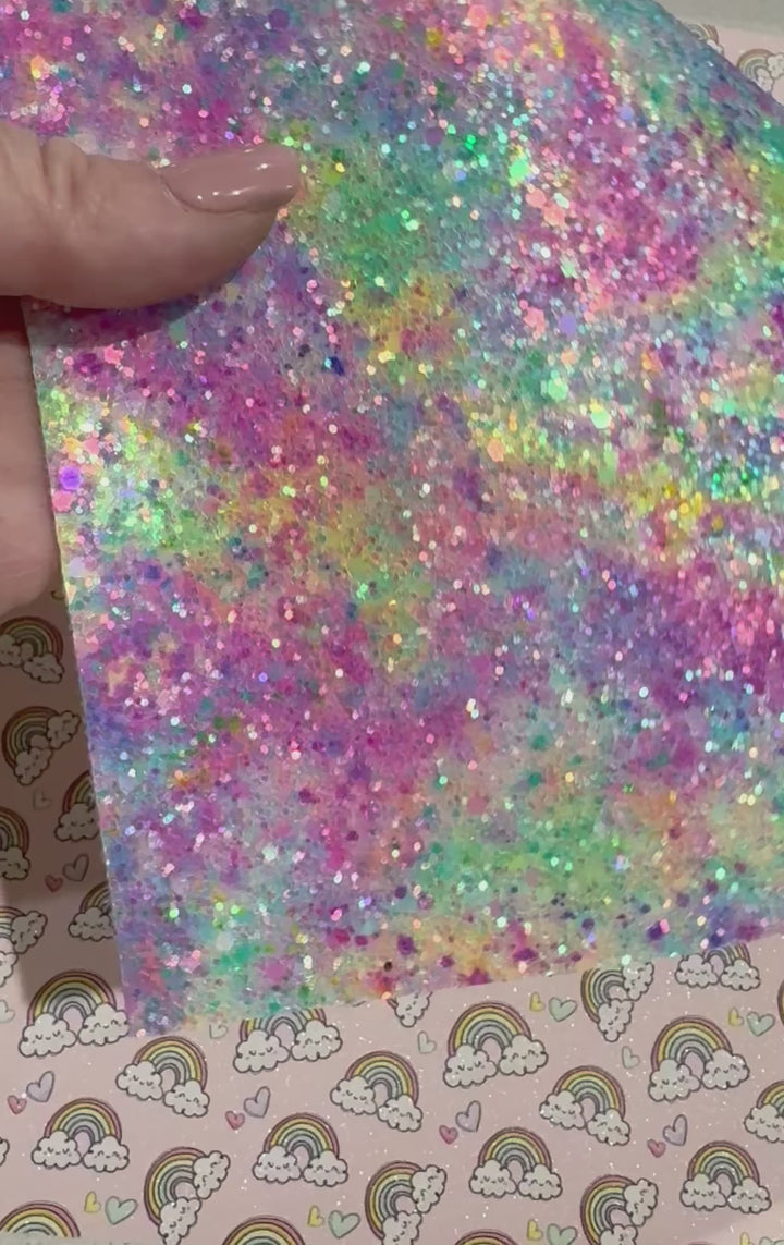 Rainbow Marble Glitter Leather