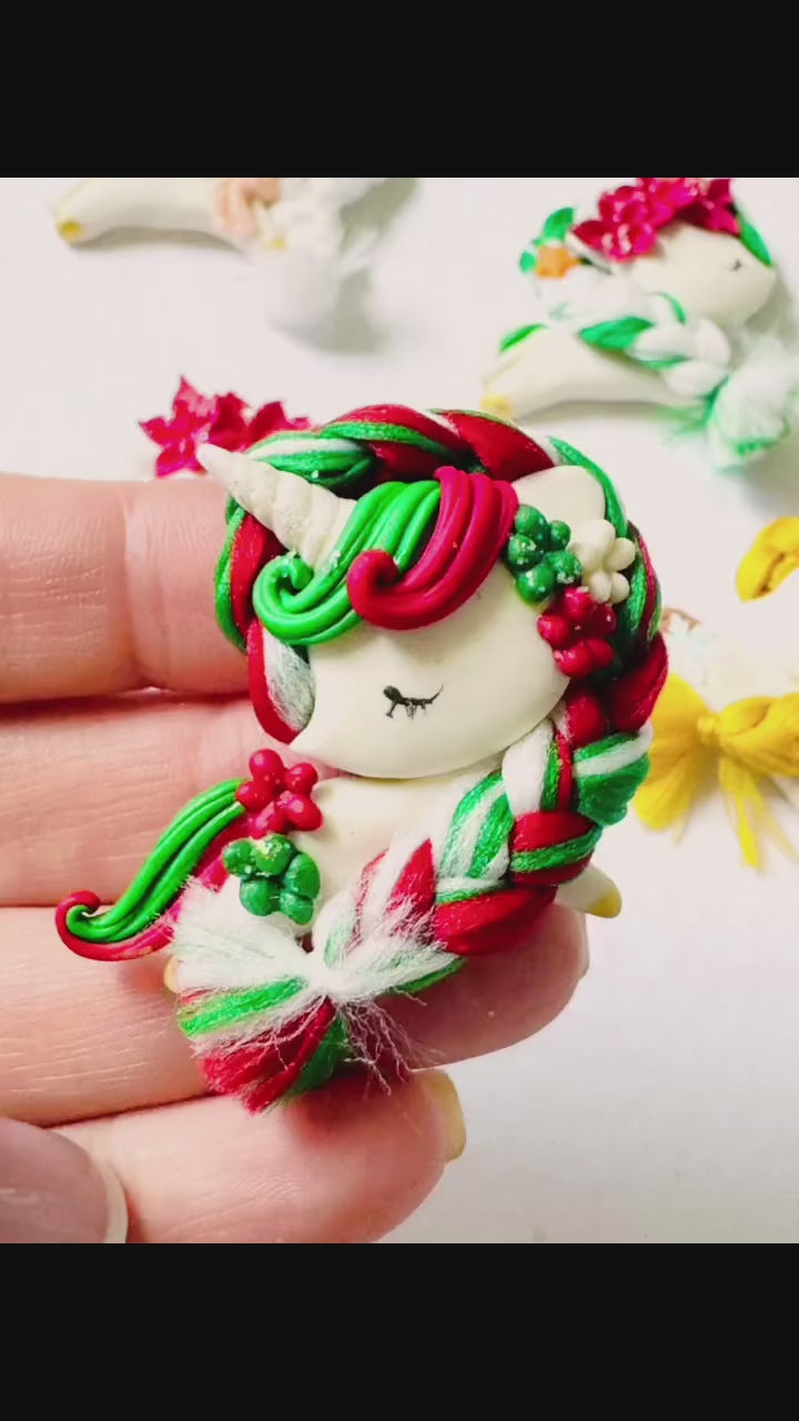 Christmas Unicorn Bow Clays