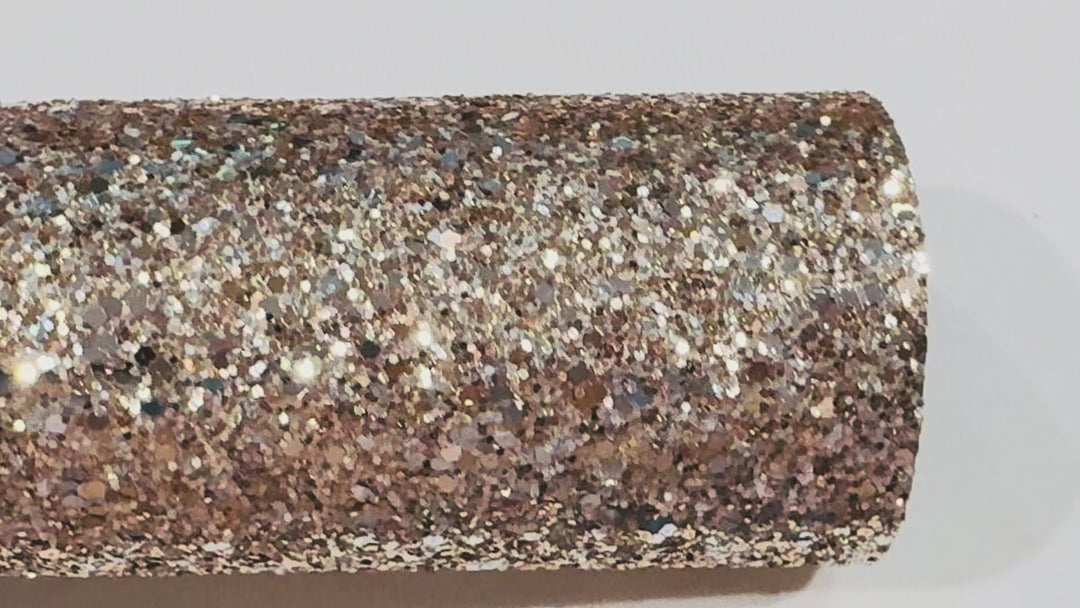 Champagne and Silver Chunky Glitter Leatherette