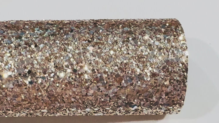 Champagne and Silver Chunky Glitter Leatherette