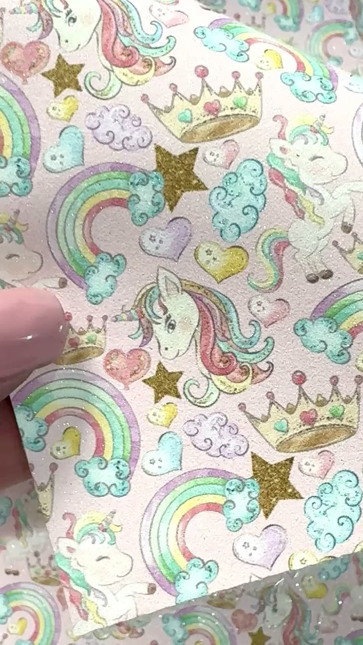 I Love Unicorns Shimmer Suede Leatherette